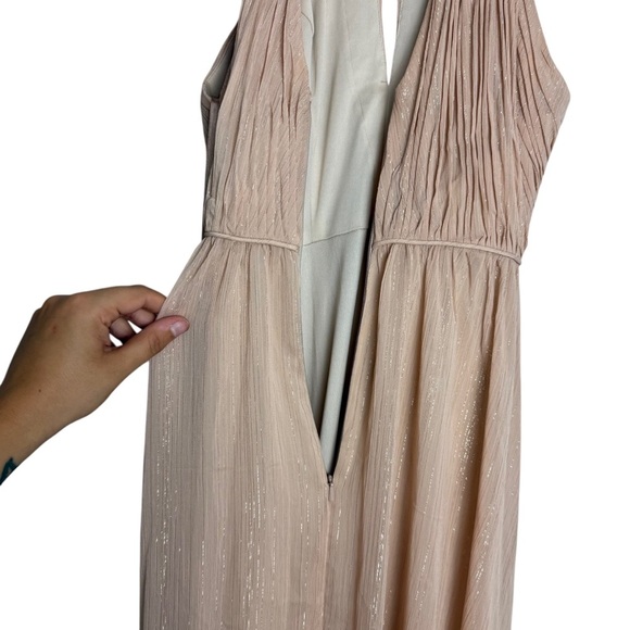 Mac Duggal Nude Beige Formal Floor Length Halter Chain Neck Dress 55822 Size 2 - Picture 8 of 14